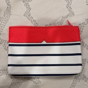 J. Crew Red and White Striped Zip Purse